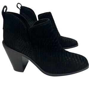Jeffrey Campbell Womens Size 8.5 Rosee Snake Suede Leather Boots Booties Black